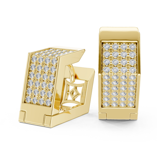 Structured Square Pave Huggie Earrings
