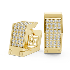 Aurevia Structured Square Pave Huggie Earrings