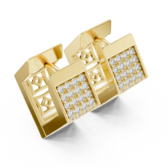 Aurevia Structured Square Pave Huggie Earrings