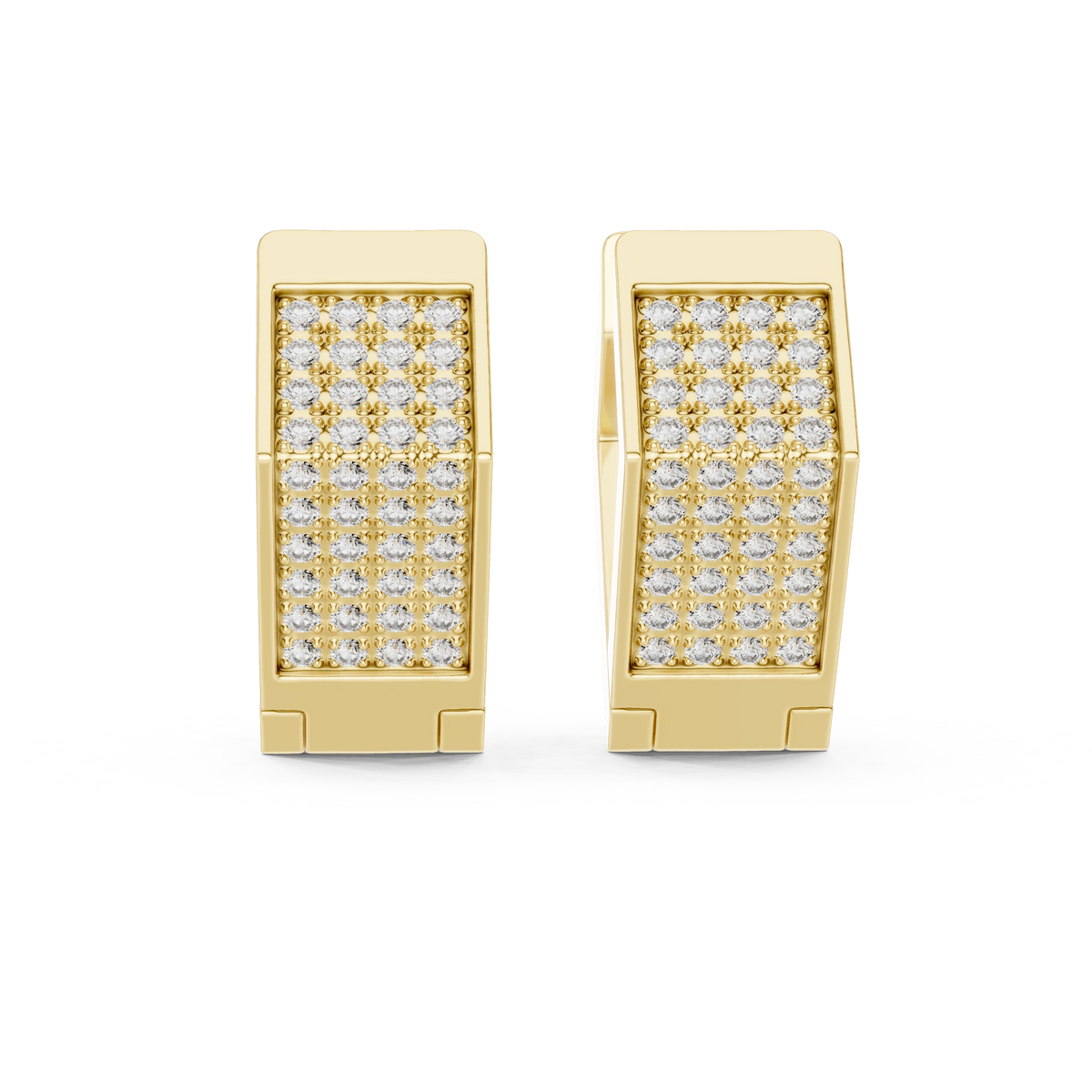 Aurevia Structured Square Pave Huggie Earrings