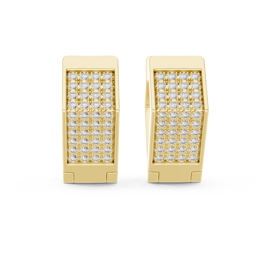 Structured Square Pave Huggie Earrings