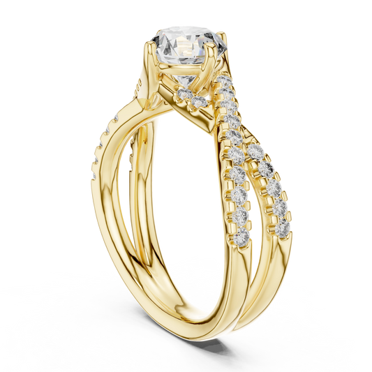 Enchanted Round Split-Shank Twist Diamond Ring