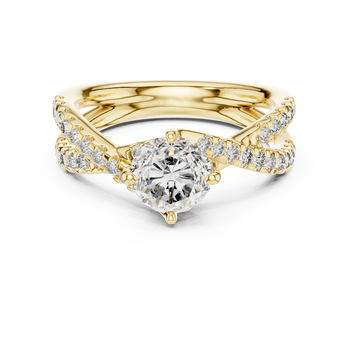 Enchanted Round Split-Shank Twist Diamond Ring