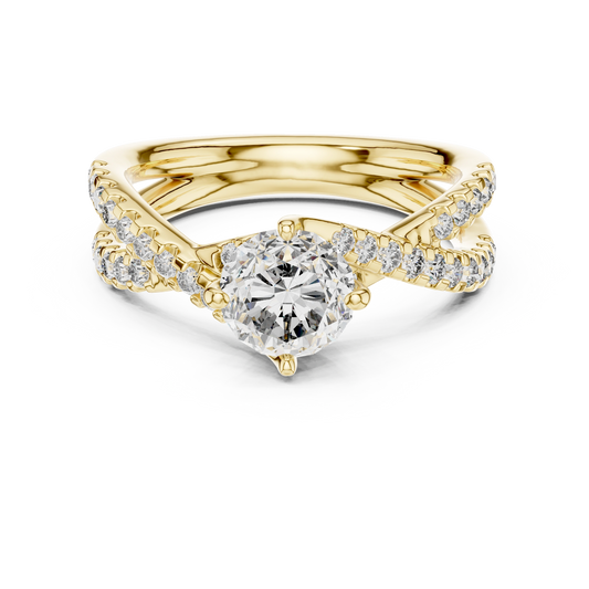 Enchanted Round Split-Shank Twist Diamond Ring