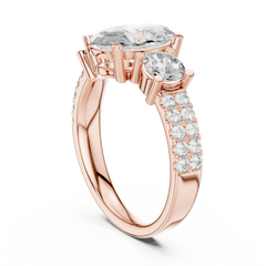 Legacy Oval Three-Stone Wide Pave Ring