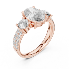Legacy Oval Three-Stone Wide Pave Ring