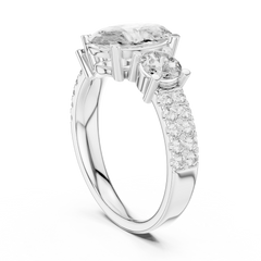 Legacy Oval Three-Stone Wide Pave Ring
