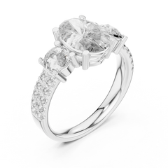 Legacy Oval Three-Stone Wide Pave Ring