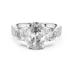 Legacy Oval Three-Stone Wide Pave Ring