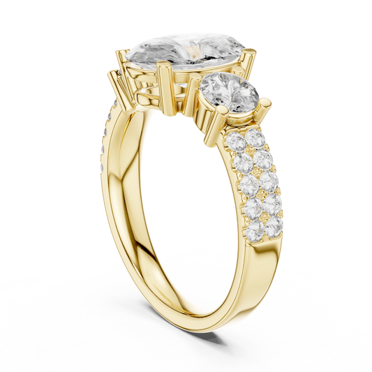 Legacy Oval Three-Stone Wide Pave Ring