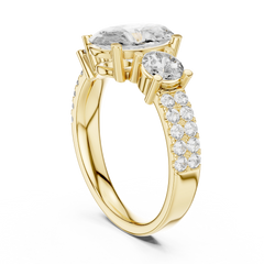 Legacy Oval Three-Stone Wide Pave Ring
