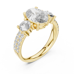 Legacy Oval Three-Stone Wide Pave Ring