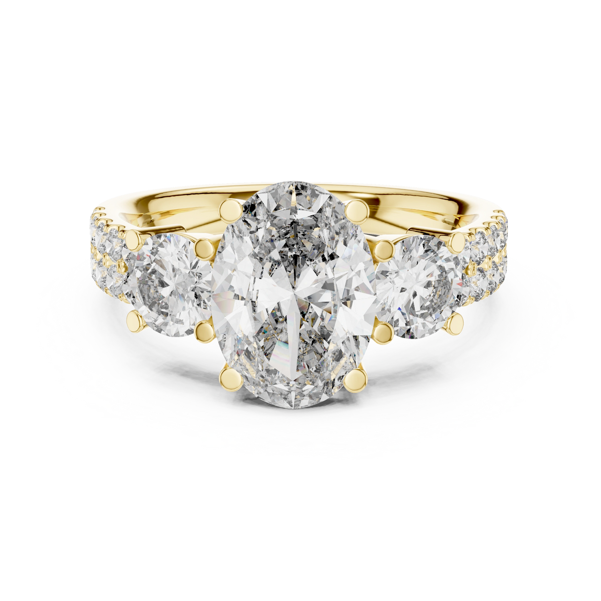 Legacy Oval Three-Stone Wide Pave Ring