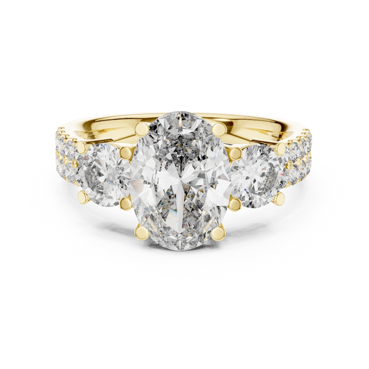 Legacy Oval Three-Stone Wide Pave Ring