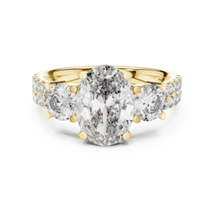 Legacy Oval Three-Stone Wide Pave Ring