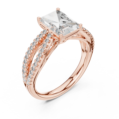 Architectural Radiant Split-Shank Diamond Ring