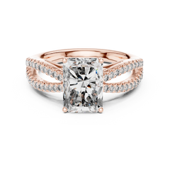 Architectural Radiant Split-Shank Diamond Ring