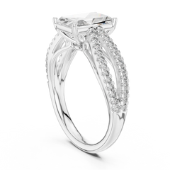 Architectural Radiant Split-Shank Diamond Ring