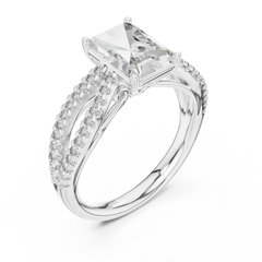 Architectural Radiant Split-Shank Diamond Ring