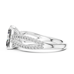 Architectural Radiant Split-Shank Diamond Ring