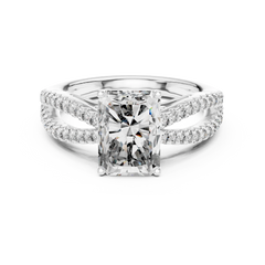 Architectural Radiant Split-Shank Diamond Ring