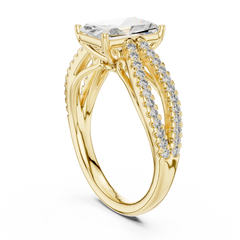 Architectural Radiant Split-Shank Diamond Ring