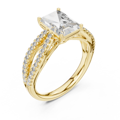 Architectural Radiant Split-Shank Diamond Ring