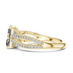 Architectural Radiant Split-Shank Diamond Ring