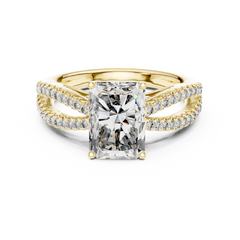 Architectural Radiant Split-Shank Diamond Ring