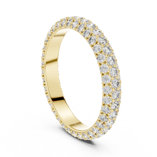 Luminous Triple-Row Pave Eternity Band