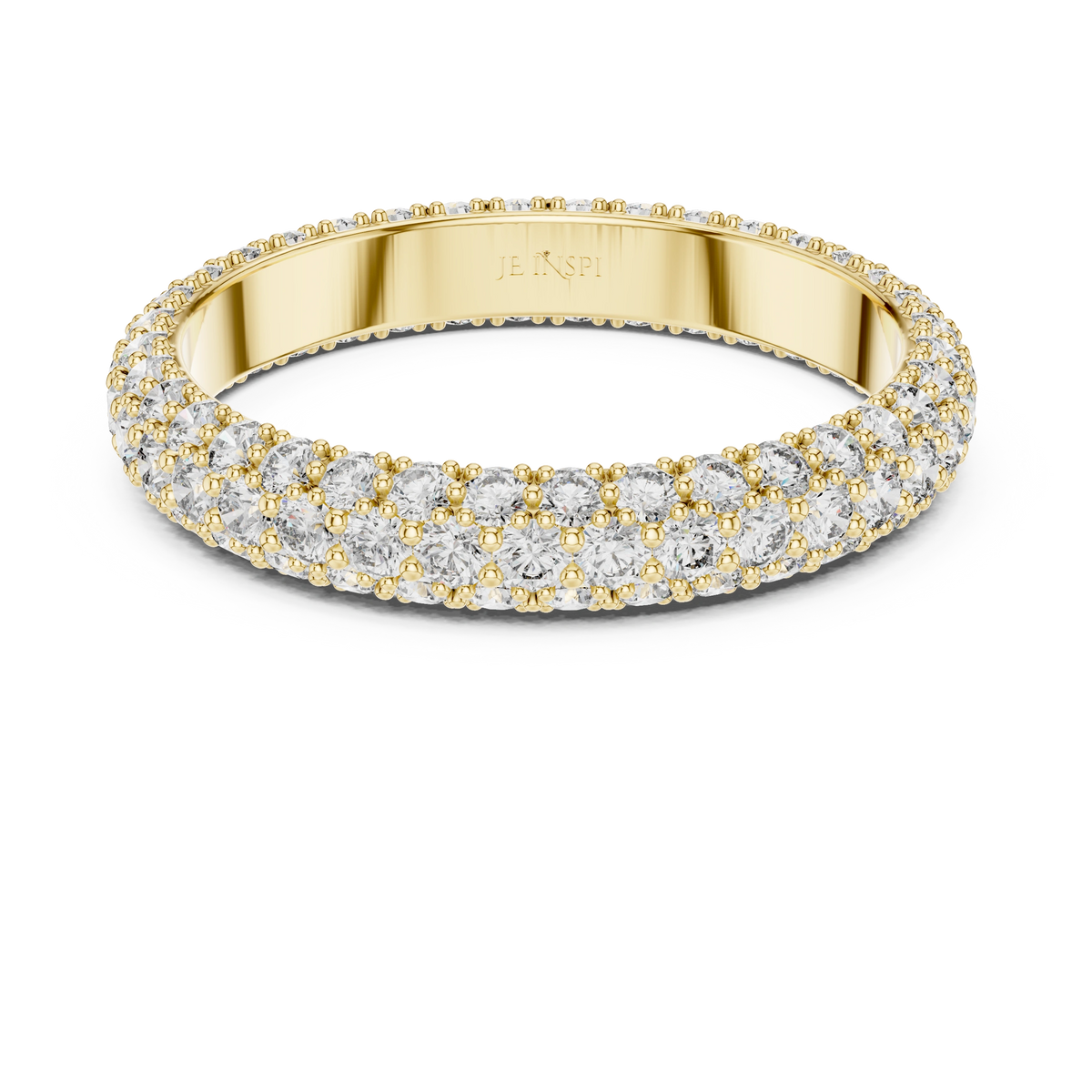 Luminous Triple-Row Pave Eternity Band