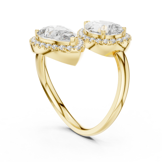 Pear Duo Halo Ring