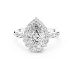 Pear Beaded Halo Ring