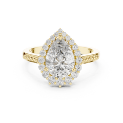 Pear Beaded Halo Ring