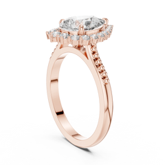 Pear Beaded Halo Ring