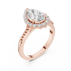 Pear Beaded Halo Ring