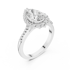Pear Beaded Halo Ring
