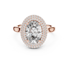Oval Double-Halo Ring