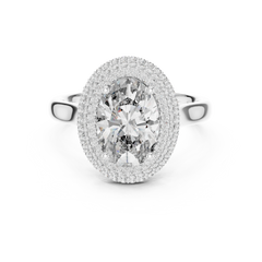 Oval Double-Halo Ring