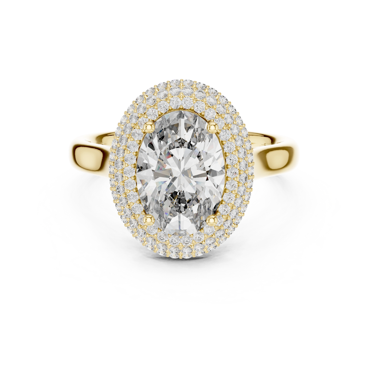 Oval Double-Halo Ring