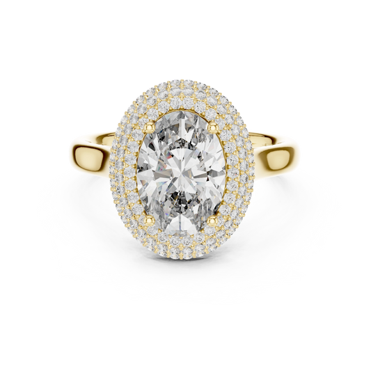 Oval Double-Halo Ring