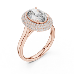 Oval Double-Halo Ring