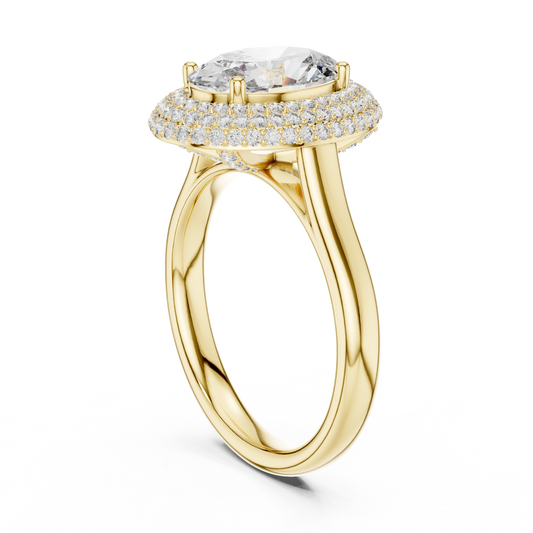 Oval Double-Halo Ring