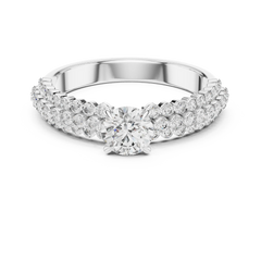 Aurevia Round Brilliant Double-Row Pave Statement Ring
