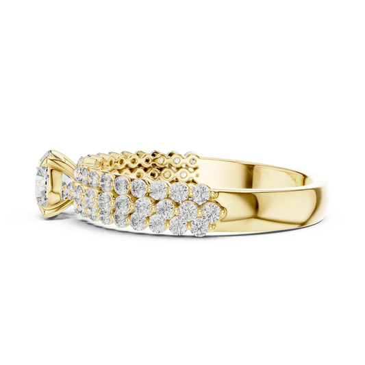 Round Brilliant Double-Row Pave Statement Ring
