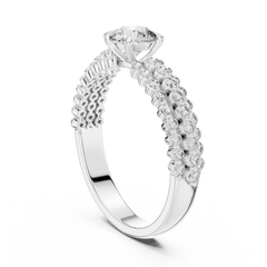 Aurevia Round Brilliant Double-Row Pave Statement Ring
