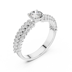 Aurevia Round Brilliant Double-Row Pave Statement Ring