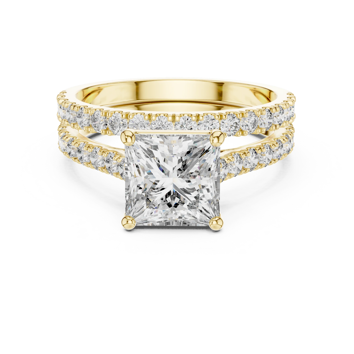 Princess Cut Pave Bridal Set