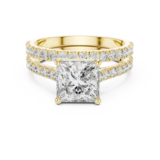Princess Cut Pave Bridal Set