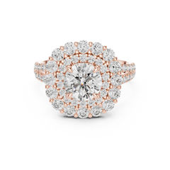 Majestic Double-Halo Floral Engagement Ring